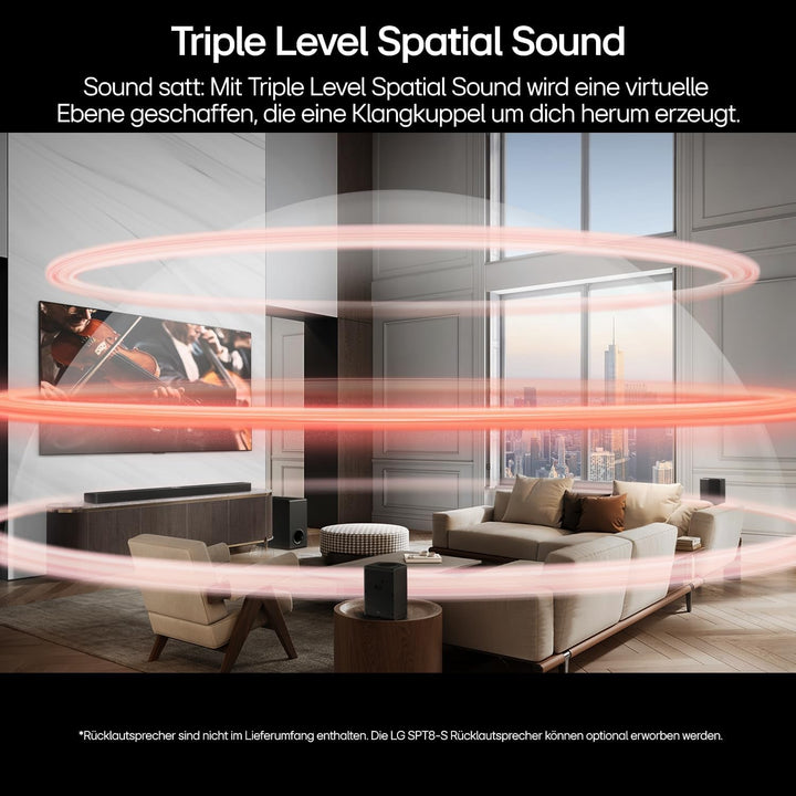 LG DS77TY 3.1.3 Dolby Atmos Soundbar (400W) Mit Kabellosem Subwoofer (Earc, HDMI, Optisch, Bluetooth) [2024], Schwarz