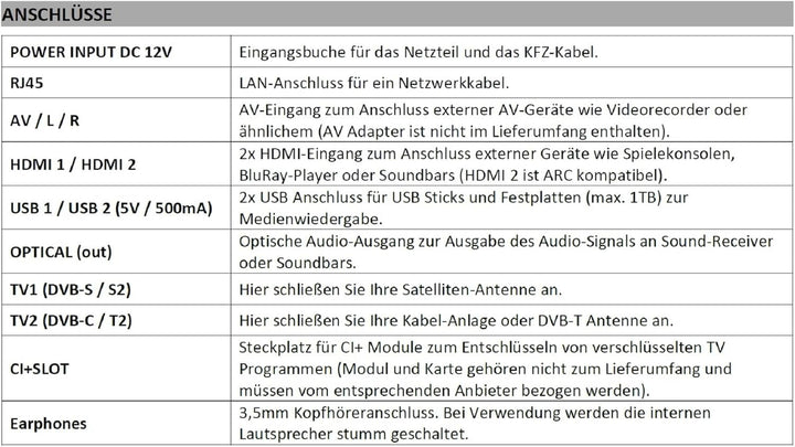 Reflexion Led24Ibt Smart-Tv 24 Zoll Mit Soundbar, Full-Hd, WLAN, Bluetooth, HDMI, USB, CI+, 12V-Kfz-Adapter – Ideal Für Wohnmobile, Wohnwagen, Camper & Boote – Inkl. Fernbedienung