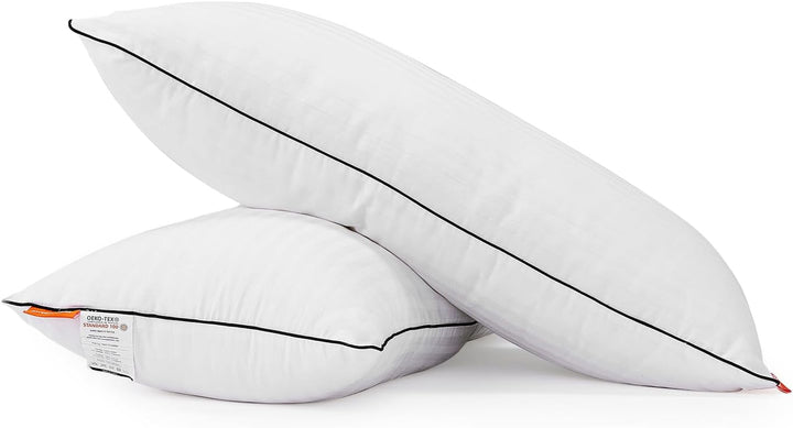 Pernă Sweetnight 80X80 Set de 2, pernă din microfibră 1300G, pernă moale și de susținere a gâtului pentru toate pozițiile de dormit, capac respirabil 100% bumbac, certificat Oeko-Tex