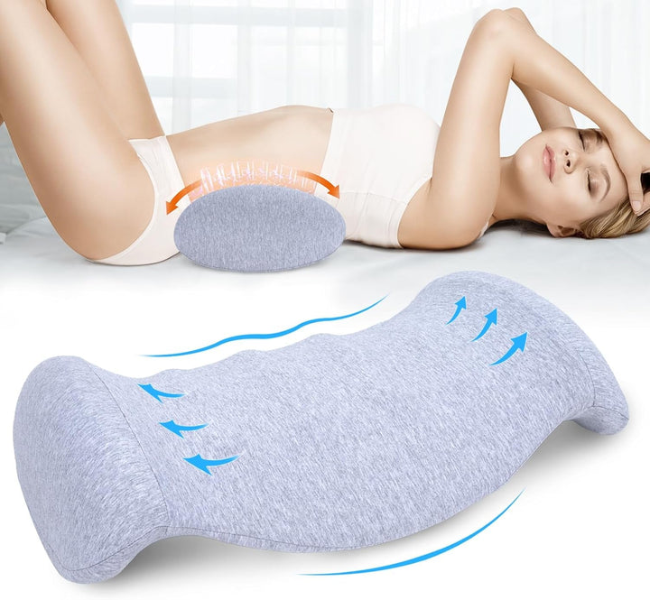 SAHEYER Pernă lombară Pernă lombară ortopedică din spumă cu memorie, pernă ergonomică pentru spate și suport lombar pentru pat, canapea, scaun, mașină și scaun de birou, gri