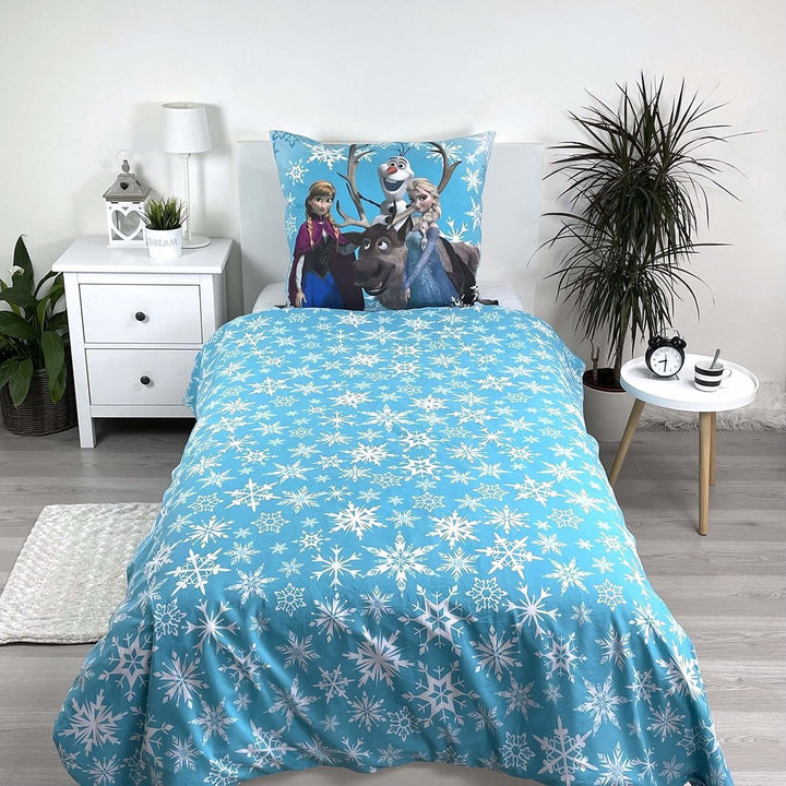 Disney Frozen Snowflakes 03 Kinderbettwäsche Bettbezug 160 X 200 Cm Und Kissenbezug 70 X 80 Cm 100% Baumwolle