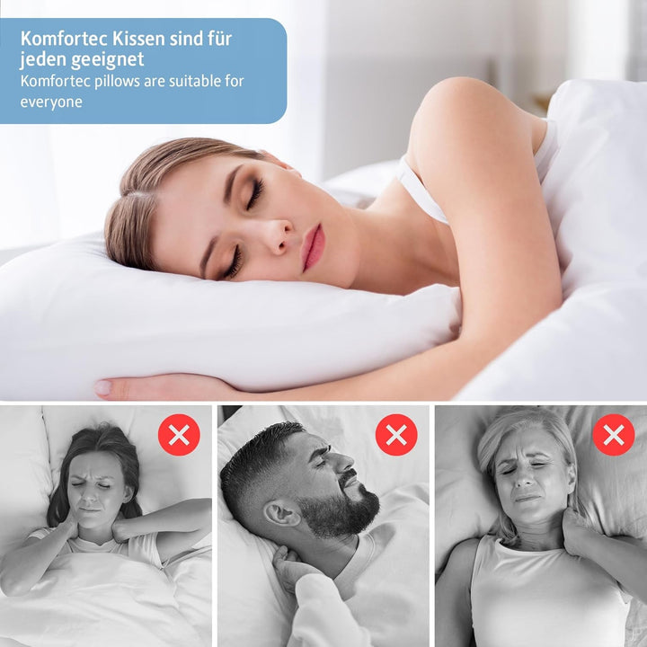 Pernă 80X80 Cm set de 2, pernă certificată Oeko-Tex cu umplutură de pernă 1000G, potrivită pentru alergici, lavabilă