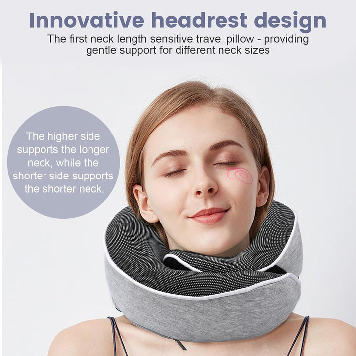Pernă pentru gât, pernă de călătorie din spumă de memorie, pernă pentru gât din spumă de memorie, design ergonomic, cu mască pentru ochi, 2 dopuri de urechi și pungă de depozitare, perfectă pentru a dormi pe drum atunci când călătoriți