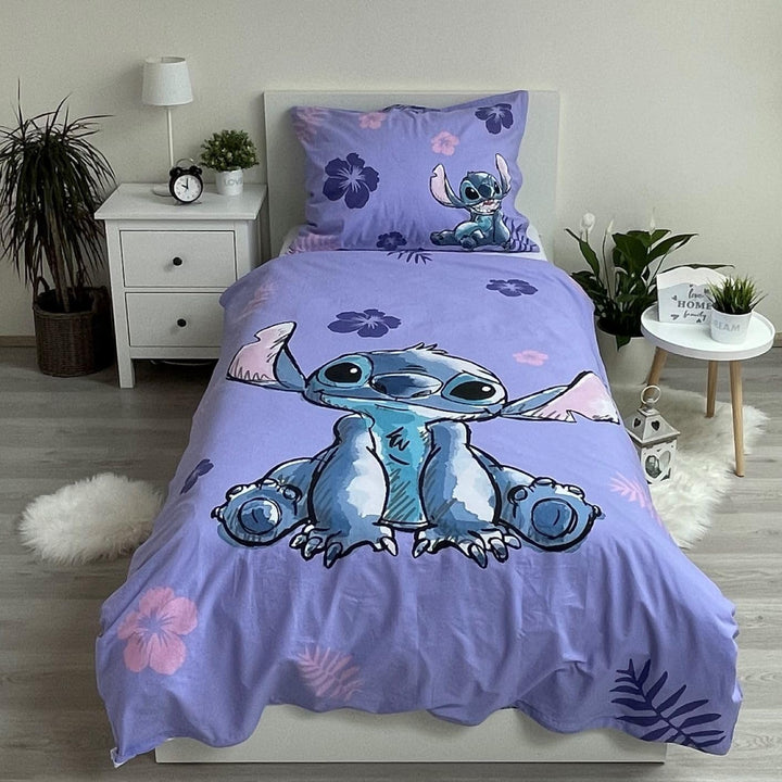 2-Teilige Kinder-Bettwäsche Lilo and Stitch, 100 % Baumwolle, Bettbezug 140 Cm X 200 Cm + 1 Kissenbezug 50 X 70 Cm