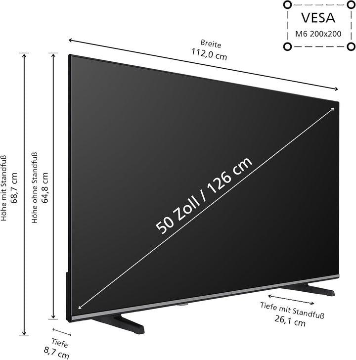 JVC Fernseher 50 Zoll Smart TV VIDAA LT-50VD3555 4K Fernseher UHD, HDR TV Mit Dolby Vision Und Integriertem Triple-Tuner, LED TV Schwarz