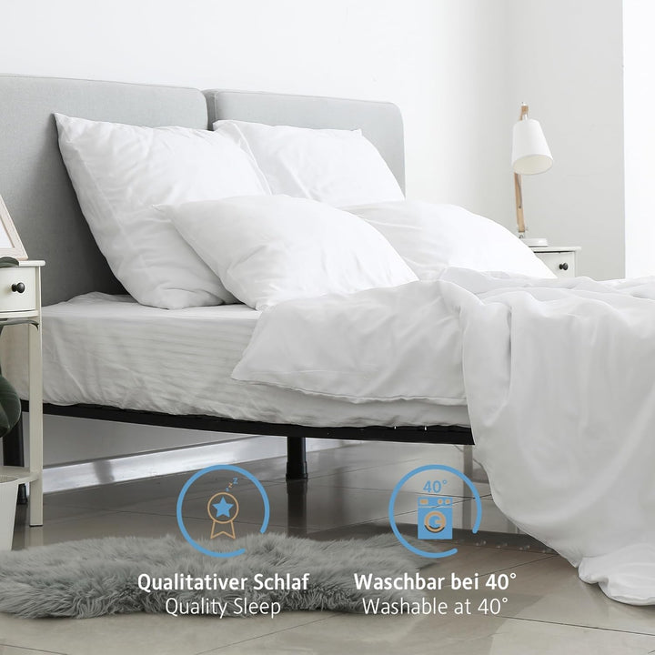Pernă 80X80 Cm set de 2, pernă certificată Oeko-Tex cu umplutură de pernă 1000G, potrivită pentru alergici, lavabilă