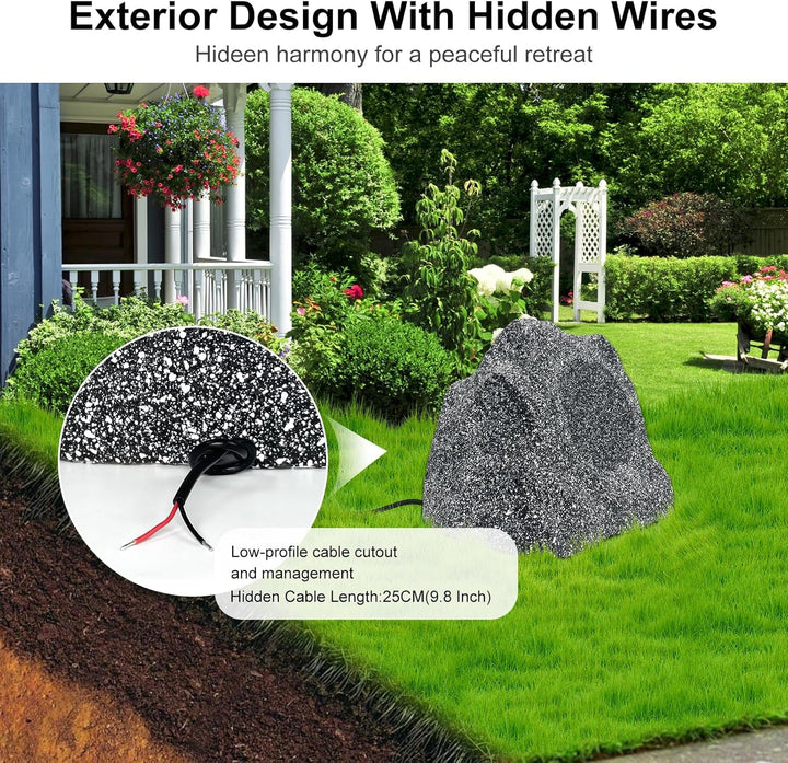 Herdio 8" Outdoor Rock Lautsprecher Hardwired 600 Watt, IPX6 Wasserdichtes Design Für Pool, Garten, Deck Und Outdoor Aktivitäten (Paar)