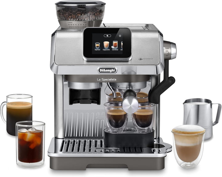 De'Longhi La Specialista Arte EC9155.MB mașină portafilter, mașină espresso Cu râșniță, 8 râșnițe, 15 bar, 3 temperaturi, duză spumare lapte, 1550W, rezervor 1.7L, oțel inoxidabil/negru Inclusiv kit barista