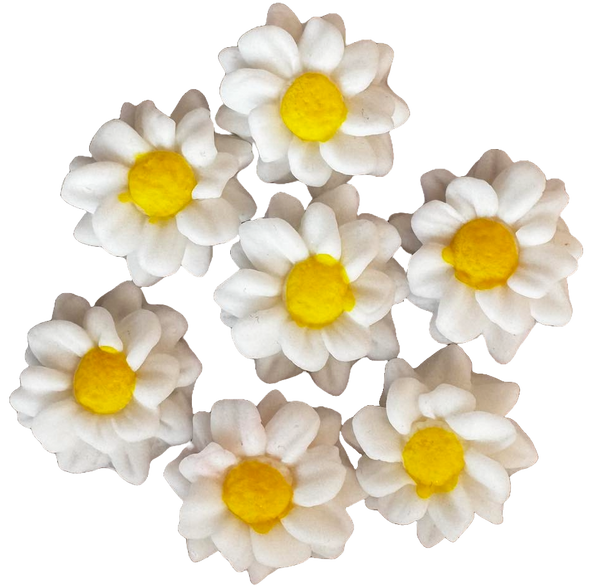 Set mit 7 essbaren Dekorationen aus Zuckerpaste, Weiße Blumen