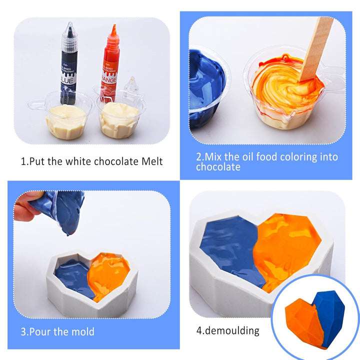 Fettlösliche Lebensmittelfarbe - Regenbogen Farben Ölbasis Lebensmittelfarben Für Schokolade, Süssigkeit, Kuchen, Backenn - Konzentrierte Food Coloring Für Tortendeko, Buttercream, Fondant - Je 12G