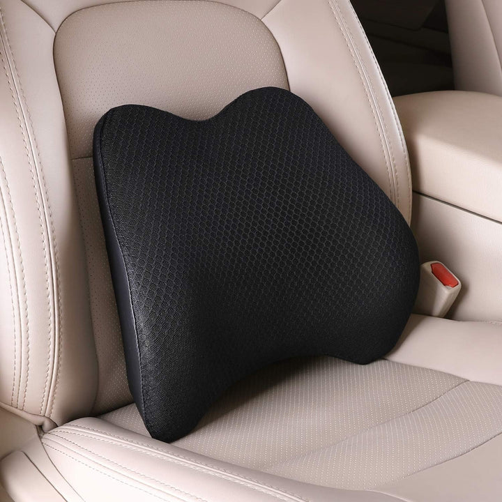 Livtribe pernă lombară auto, pernă de suport lombar din spumă de memorie, pernă ergonomică pentru spătar pentru scaune auto, scaun de birou, scaun cu rotile (negru)