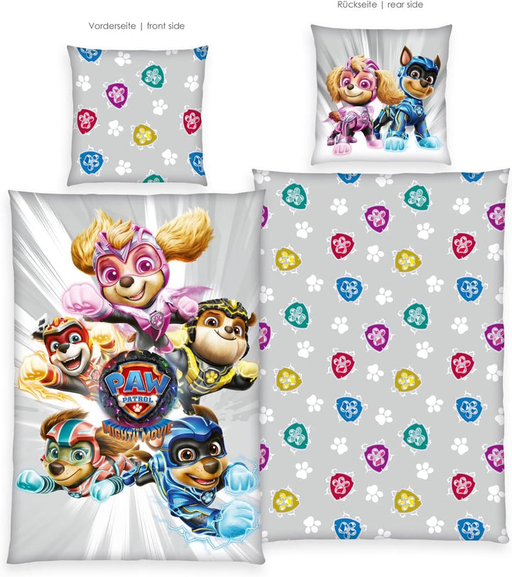 Herding Bettwäsche Paw Patrol, Kopfkissenbezug Ca. 80 X 80 Cm, Bettbezug Ca. 135 X 200 Cm, Mit Praktischer Knopfleiste, 100% Baumwolle