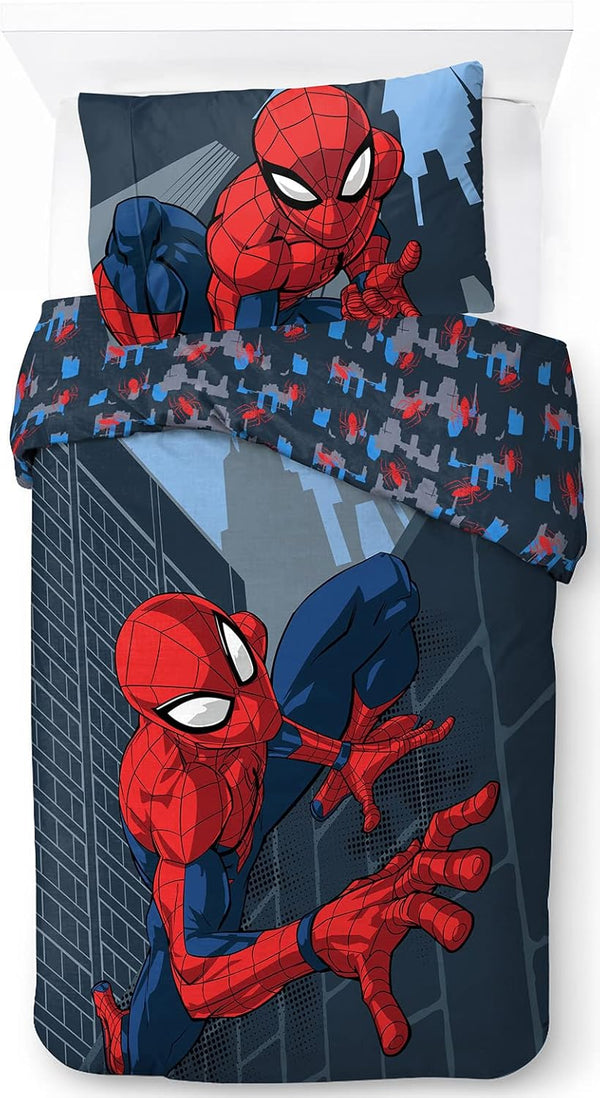 Jay Franco Marvel Spiderman City Streets Einzelbettgröße Kinderbettwäsche-Set Mit Bettbezug 135X200Cm + Kissenbezug 50X70Cm Aus 100% Baumwolle