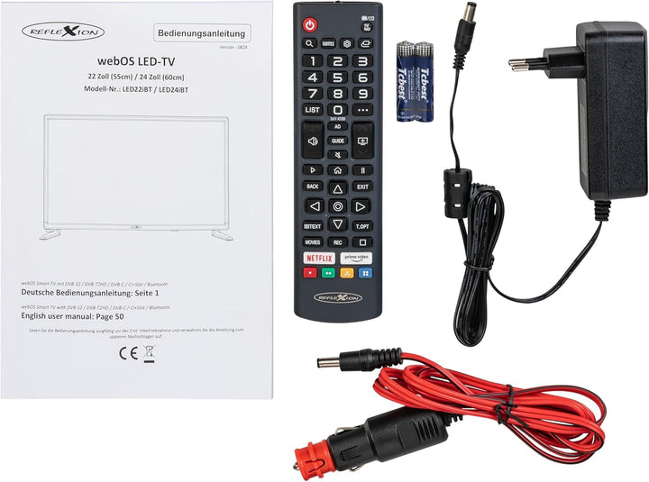 Reflexion Led24Ibt Smart-Tv 24 Zoll Mit Soundbar, Full-Hd, WLAN, Bluetooth, HDMI, USB, CI+, 12V-Kfz-Adapter – Ideal Für Wohnmobile, Wohnwagen, Camper & Boote – Inkl. Fernbedienung