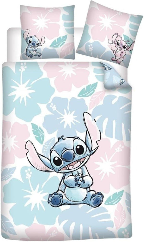 Bettwäsche Stitch Flowers Für Einzelbett, Bettbezug 140 X 200 Cm + Kissenbezug 65 X 65 Cm, Polycotton