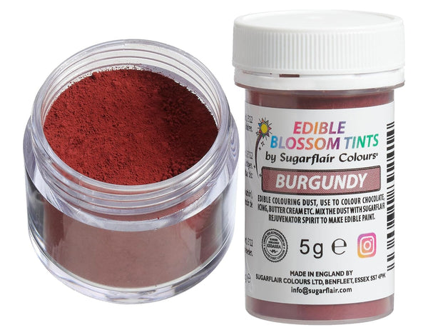 Sugarflair Blossom Tint Dust Lebensmittelfarbe Pulver Burgundy - Lebensmittel Farbe Pulver Für Kuchenoberflächen, Zuckerpaste, Fondant, Zuckerguss, Schokolade, Buttercreme, Macarons Und Mehr - 5G
