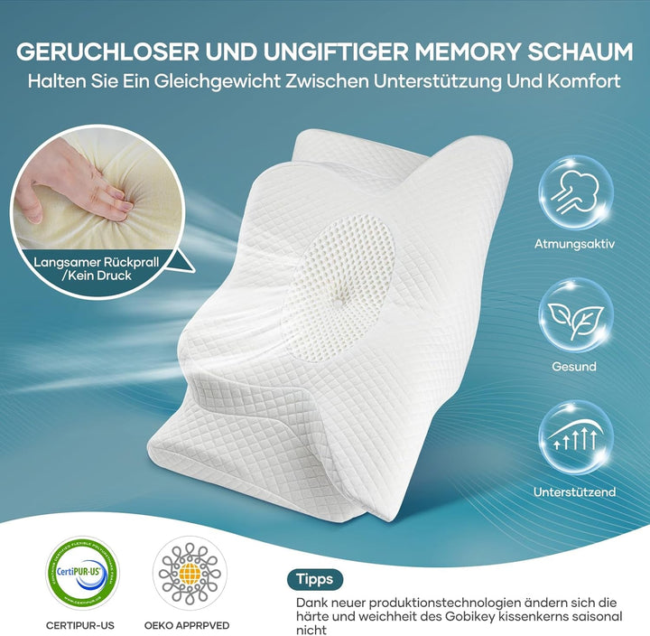 Pernă pentru gât Pernă pentru cap Pernă ortopedică Pernă din spumă de memorie Pernă ergonomică pentru cap Pernă pentru susținerea gâtului Pernă anti-impact lateral Pentru cei care dorm lateral, pe spate și abdominal Alb