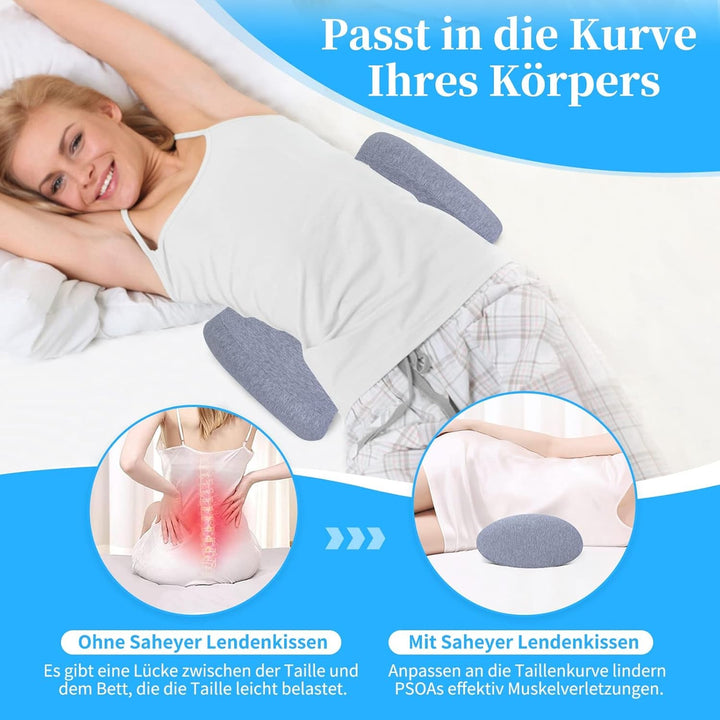SAHEYER Pernă lombară Pernă lombară ortopedică din spumă cu memorie, pernă ergonomică pentru spate și suport lombar pentru pat, canapea, scaun, mașină și scaun de birou, gri